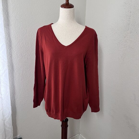 Stitch Fix Love Ellie Sweater Women XL Cross Back Orange V-Neck Long Sleeve - Picture 1 of 7